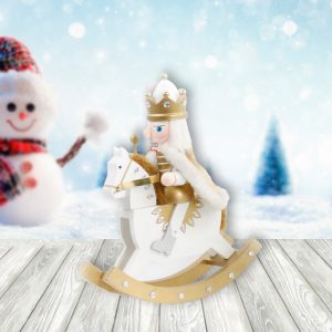 Foto principale Schiaccianoci di Natale a cavallo 30cm in legno di colore oro Wisdom