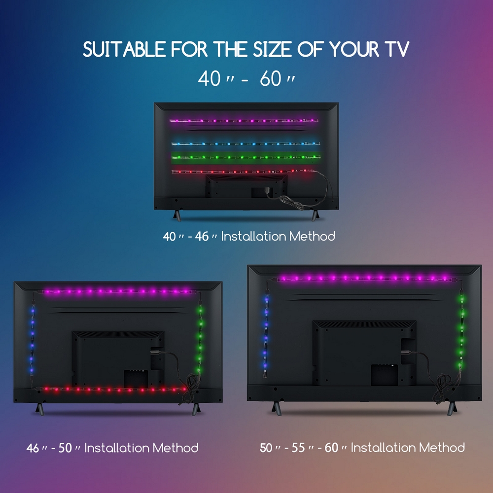 Striscia Led USB 5V retroilluminazione per TV 2,5W SMD 5050 4x50cm IP65 RGB  Aigostar 