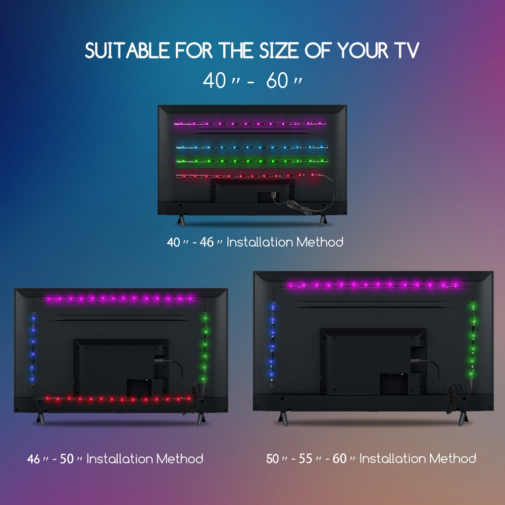 STRISCIA LED ADESIVA LUCE RGB RETROILLUMINAZIONE TV USB 2 MT FLESSIBILE  TE-B0309