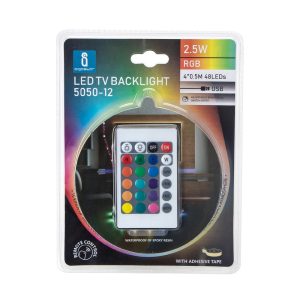 Kit De Tira De LED RGB Para Retroiluminación De TV - 2 Metros (4x50cm), USB, Control Por RGB, Chip SMD 5050