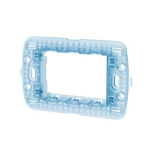 Foto principale Supporto portafrutti 3 moduli 503 in plastica trasparente azzurro compatibile BTicino Livinglight