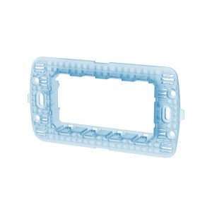 Foto principale Supporto portafrutti 4 moduli 504 in plastica trasparente azzurro compatibile BTicino Livinglight