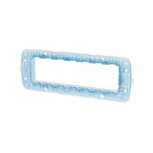 Foto principale Supporto portafrutti 7 moduli 506 in plastica trasparente azzurro compatibile BTicino Livinglight