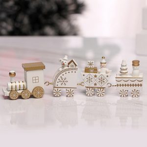 Foto principale Trenino decorativo in legno con 3 carrelli di colore bianco e oro Wisdom