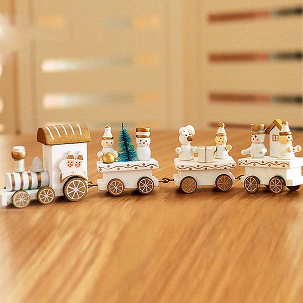 Foto principale Trenino decorativo in legno con 3 carrelli di colore bianco Wisdom