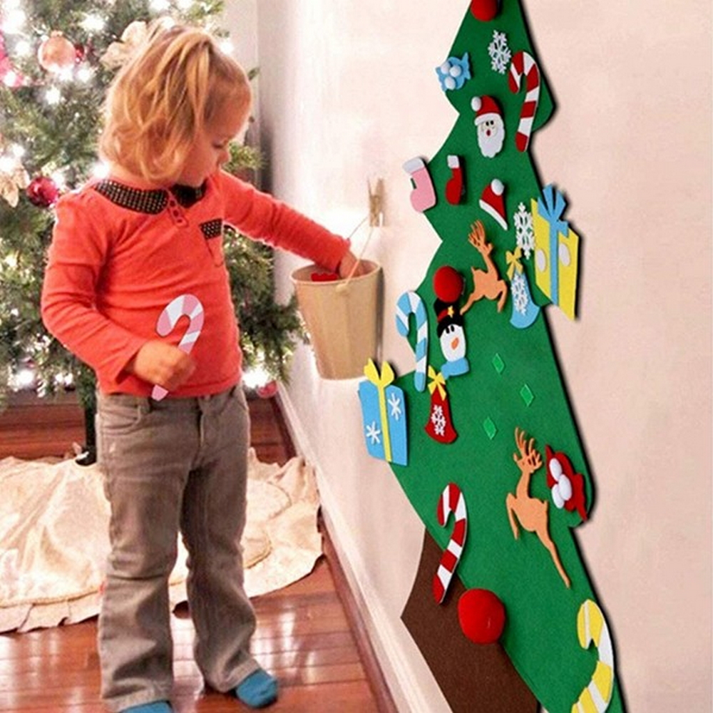 Albero di Natale in feltro DIY 90 cm 26 pezzi da parete Wisdom - Foto 3