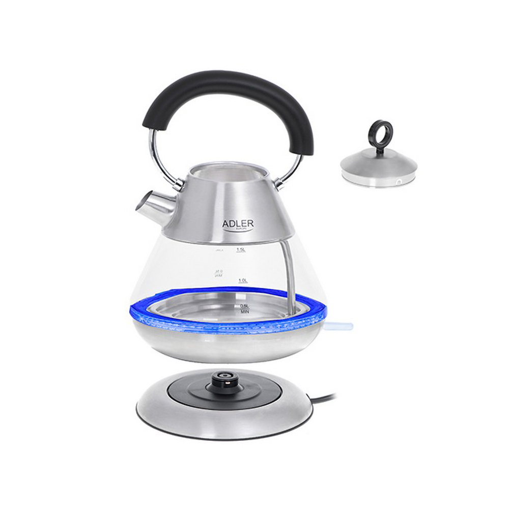 Bollitore in vetro con luce a LED, Cordless, Alloggiamento a Doppia Parete,  Protezione contro l'Ebollizione a Secco, 2200 Watt : : Casa e  cucina