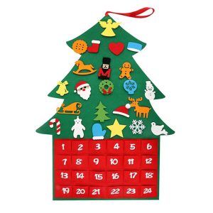 Foto principale Calendario dell’Avvento in feltro DIY Albero di Natale 90 cm 24 pezzi da parete Wisdom