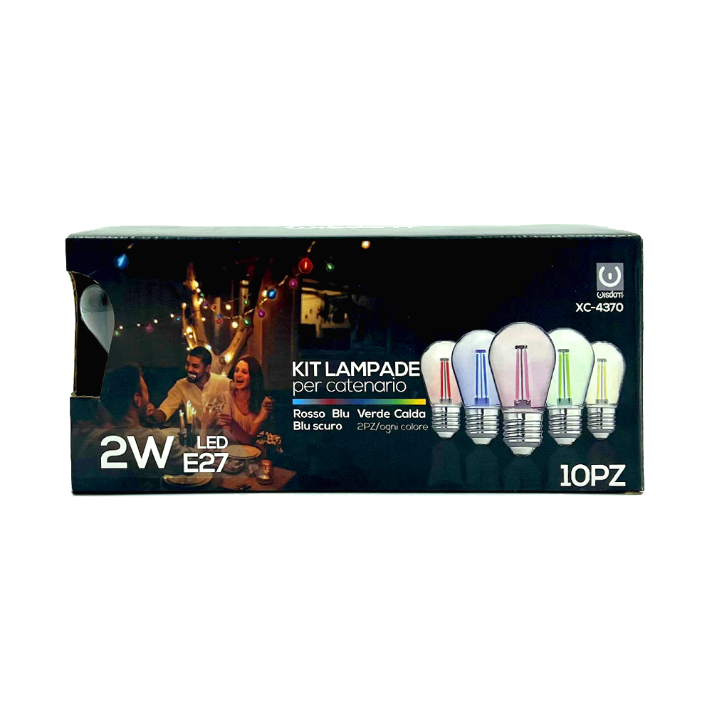 Confezione da 10 Lampadine Led per catena di luci E27 ST45 2W Multicolore Wisdom - Foto 1