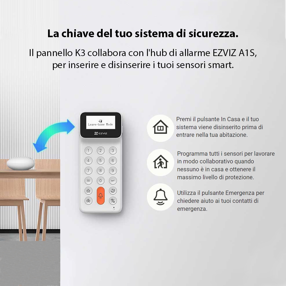 EZVIZ K3 Pannello allarme wireless a batterie da interno per sistema A1S 