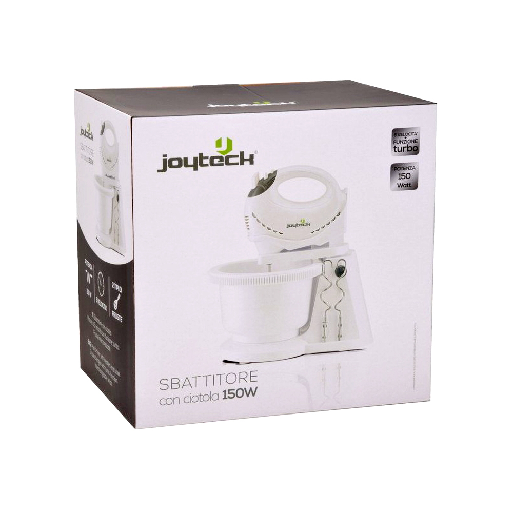 Sbattitore elettrico 150W con ciotola Bianco e Grigio Joyteck