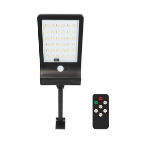 Foto principale Faro 36 Led Nero con pannello solare IP44 Temperatura colore regolabile 3000K-6000K con sensore crepuscolare e di movimento Elbat