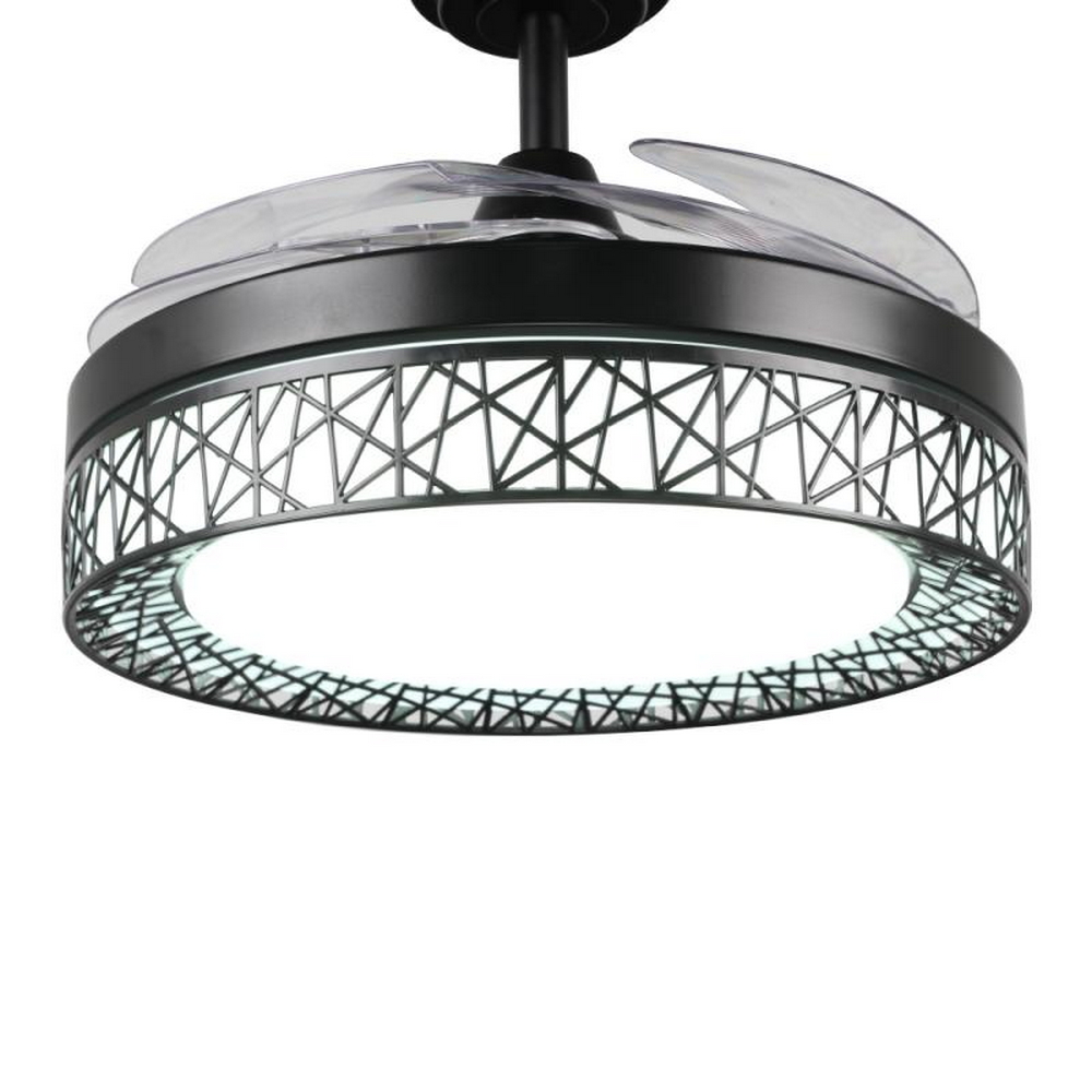 Lampadario Ventilatore da soffitto Black Aqua 36W illuminazione Led regolabile con telecomando LEDme - Foto 2