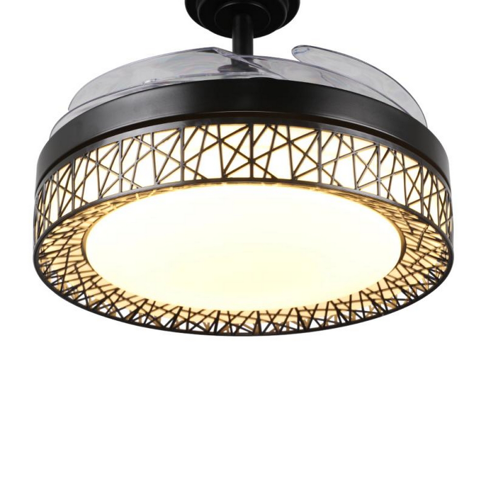 Lampadario Ventilatore da soffitto Black Aqua 36W illuminazione Led regolabile con telecomando LEDme - Foto 3