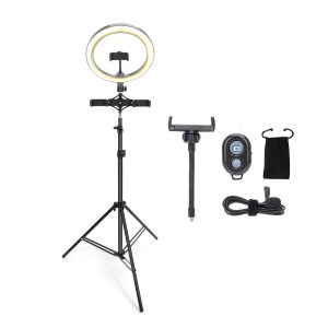 Foto principale Ring light Led per Smartphone 10W 26cm luce ad anello Temperatura colore regolabile 3000K-6000K con treppiede 165cm Aigostar