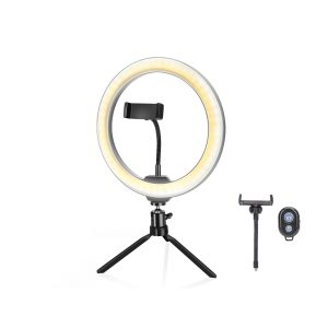 Foto principale Ring light Led per Smartphone 12W 26cm luce ad anello Temperatura colore regolabile 2700K-6000K con treppiede da tavolo Aigostar