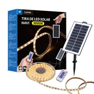 Foto principale Striscia Led 4W con pannello solare SMD 2835 5 metri IP68 Bianco Caldo 3000K LEDme