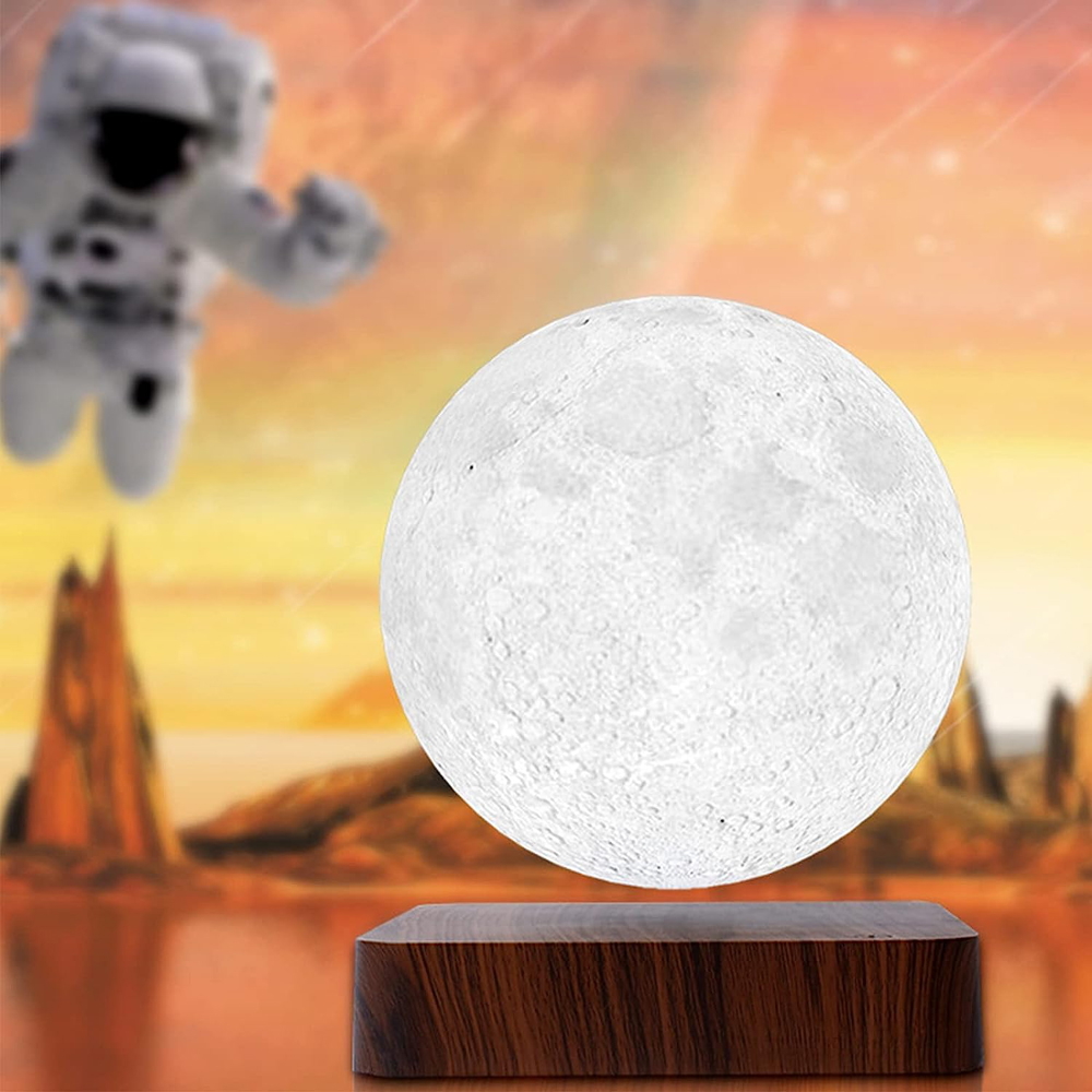 Lampada da tavolo Moon a levitazione magnetica Luna 3D con base in legno 