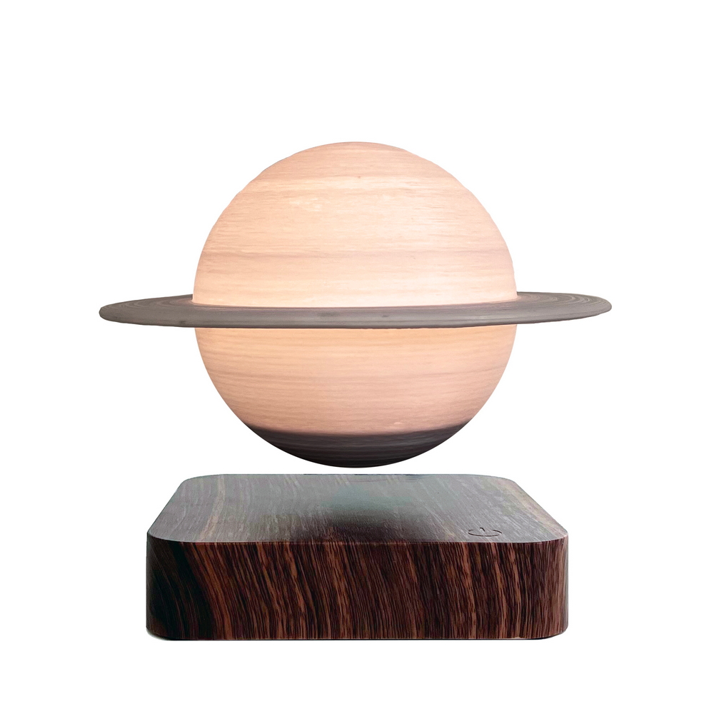 Lampada da tavolo Saturno a levitazione magnetica gravitazionale 3D con  base in legno 