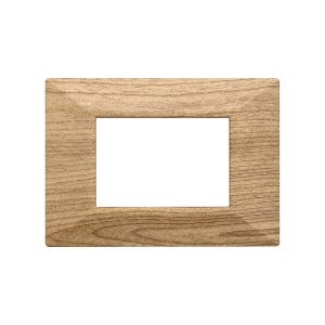 Foto principale Placca 3 moduli 503 in plastica marrone effetto legno Piramide compatibile BTicino Axolute