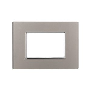Foto principale Placca 3 moduli 503 in vetro argento compatibile BTicino Axolute