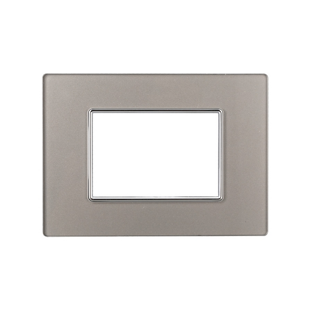 Foto principale Placca 3 moduli 503 in vetro argento compatibile BTicino Axolute