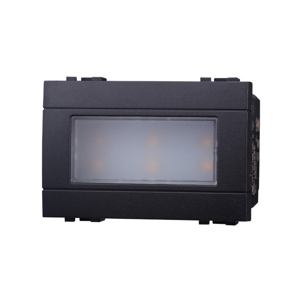 Foto principale Segnapasso Led 3 moduli 2,4W da incasso per scatola 503 nero IP20 Bianco caldo 3000K compatibile BTicino Livinglight