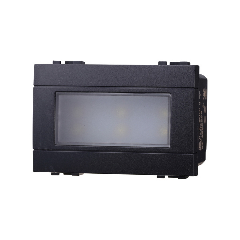 Foto principale Segnapasso Led 3 moduli 2,4W da incasso per scatola 503 nero IP20 Bianco freddo 6000K compatibile BTicino Livinglight