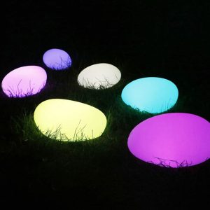 Foto principale Sfera Led Stone luminosa decorativa da giardino 1W RGBW 28×21 cm IP65 a batteria 1 lampada Piccola V-TAC