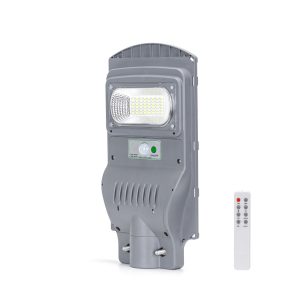 Foto principale Lampione stradale Led 50W Grigio con pannello solare IP65 Bianco freddo 6500K con sensore crepuscolare e di movimento Aigostar