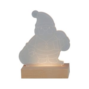 Foto principale Luce decorativa natalizia da tavolo a Led a forma di Babbo Natale con base in legno Bianco caldo Viscio