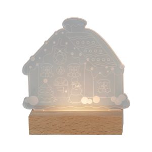 Foto principale Luce decorativa natalizia da tavolo a Led a forma di casetta con base in legno Bianco caldo Viscio