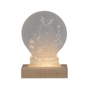 Foto principale Luce decorativa natalizia da tavolo a Led a forma di sfera di neve con base in legno Bianco caldo Viscio