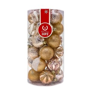 Foto principale Palline decorative colore Argento e Champagne per Albero di Natale Confezione 30 pz Wisdom