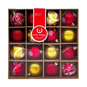 Foto principale Palline decorative colore Rosso e Oro per Albero di Natale Confezione 16 pz Wisdom