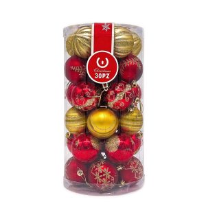 Foto principale Palline decorative colore Rosso e Oro per Albero di Natale Confezione 30 pz Wisdom