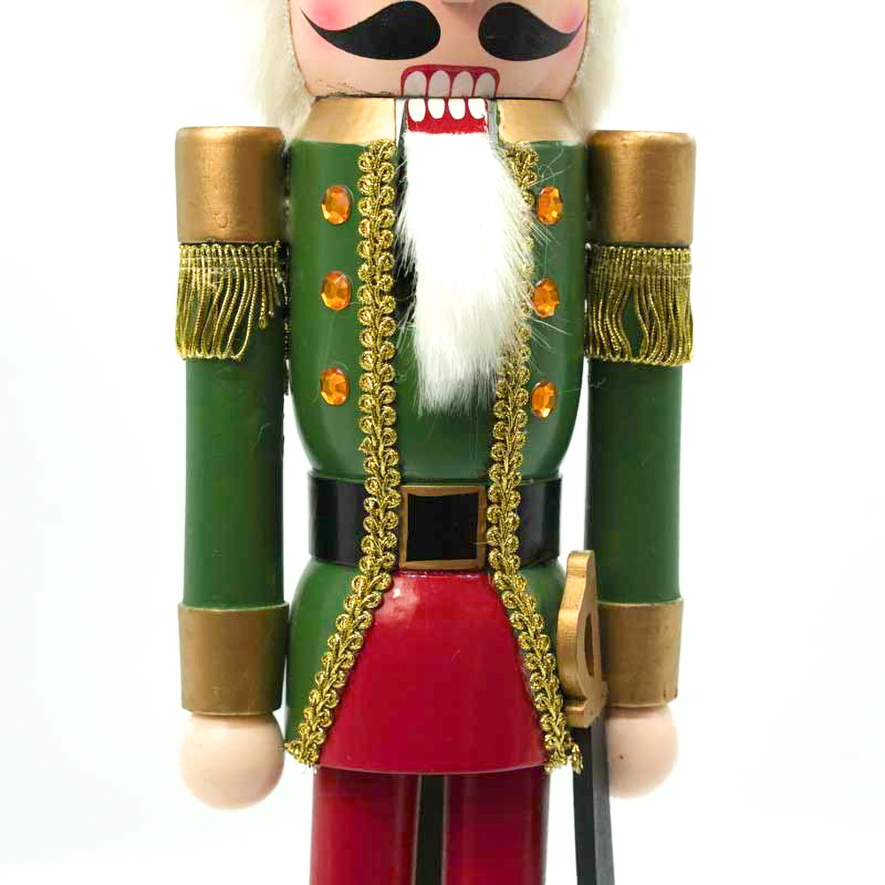 Schiaccianoci di Natale 60cm in legno Soldato con spada di colore verde e rosso Wisdom - Foto 4