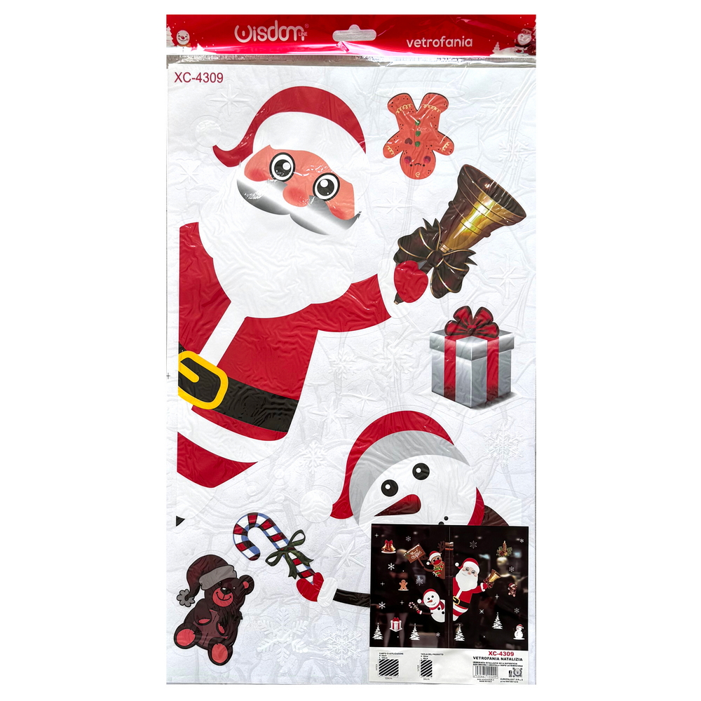 Stickers adesivo di Natale per finestre con Babbo Natale Pupazzo di neve e Renna Wisdom - Foto 1