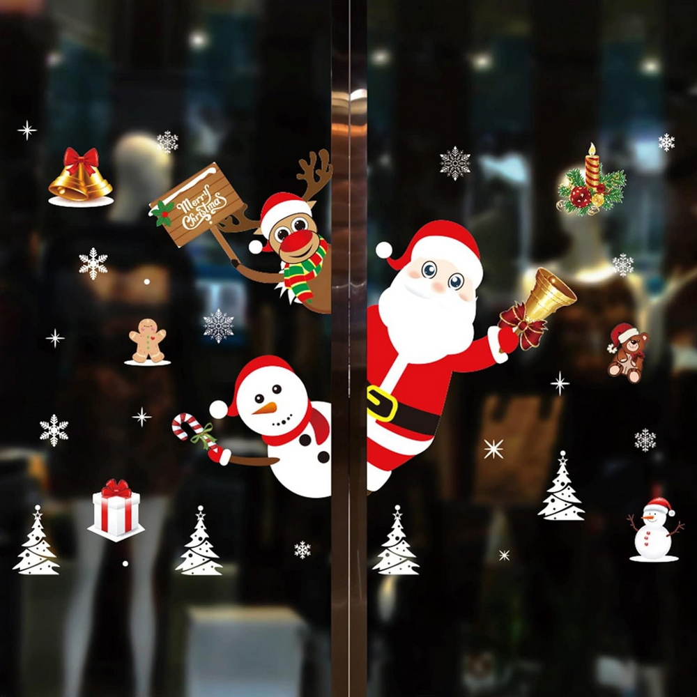 Foto principale Stickers adesivo di Natale per finestre con Babbo Natale Pupazzo di neve e Renna Wisdom