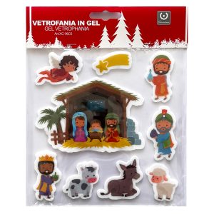 Foto principale Stickers Gel adesivo di Natale per finestre scena natività con tutti i personaggi Wisdom