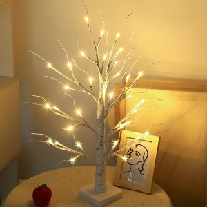 Foto principale Albero luminoso led bianco con tronco e base 45 cm Bianco caldo 3000K a batteria Wisdom