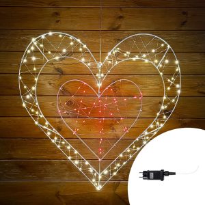 Foto principale Cuore luminoso led 80cm 170 Led Bianco Caldo 3000K e Rosso Wisdom