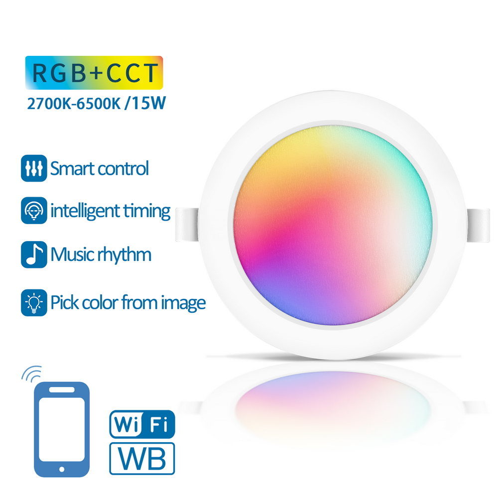Faretto Led da incasso Smart 15W WiFi RGB CCT luce regolabile e dimmerabile Aigostar - Foto 2