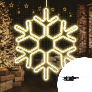 Foto principale Fiocco di neve luminoso da 38cm 336 Led Neon Flex Bianco Caldo 3000K da esterno Wisdom