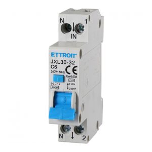 Foto principale Interruttore magnetotermico differenziale modulare compatto 1P+N 6A 30mA 4.5KA 220V Ettroit