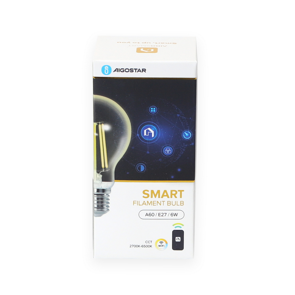 Lampadina Led a Filamento Smart A60 E27 6W WiFi CCT luce regolabile e dimmerabile Aigostar - Foto 5
