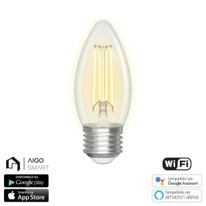 Foto principale Lampadina Led a Filamento Smart C35 E27 4,5W WiFi CCT luce regolabile e dimmerabile Aigostar