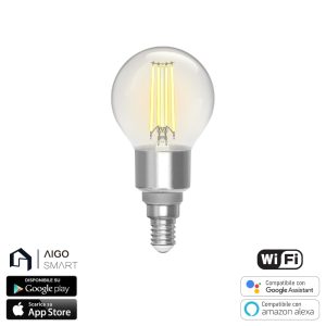 Foto principale Lampadina Led a Filamento Smart G45 E14 4,5W WiFi CCT luce regolabile e dimmerabile Aigostar
