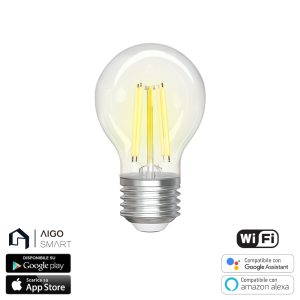 Foto principale Lampadina Led a Filamento Smart G45 E27 4,5W WiFi CCT luce regolabile e dimmerabile Aigostar