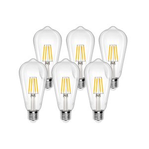 Foto principale Confezione da 6 Lampadine Led a Filamento E27 ST64 4W Bianco caldo 2700K Aigostar